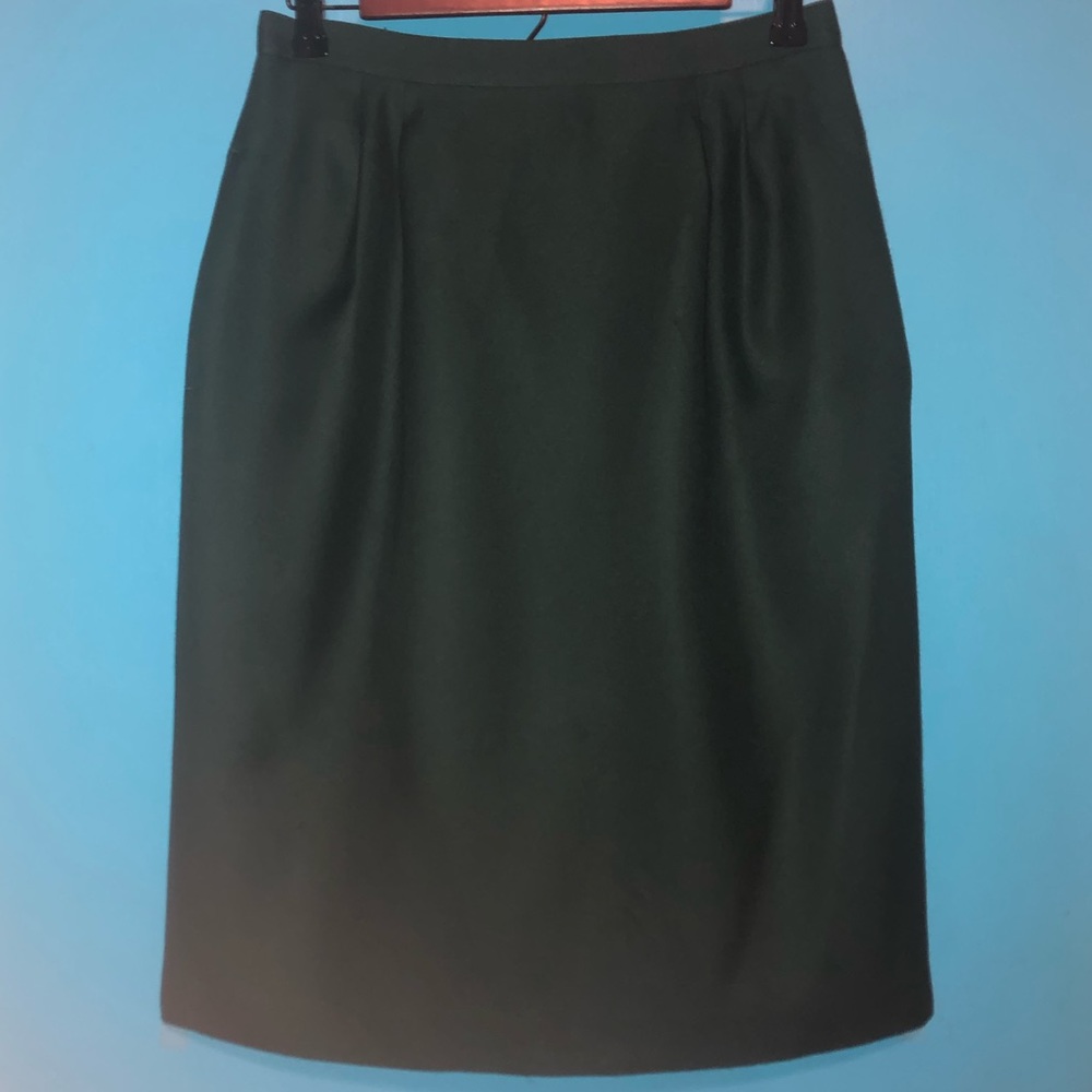 Vintage A-Line Pleated Green Business Skirt